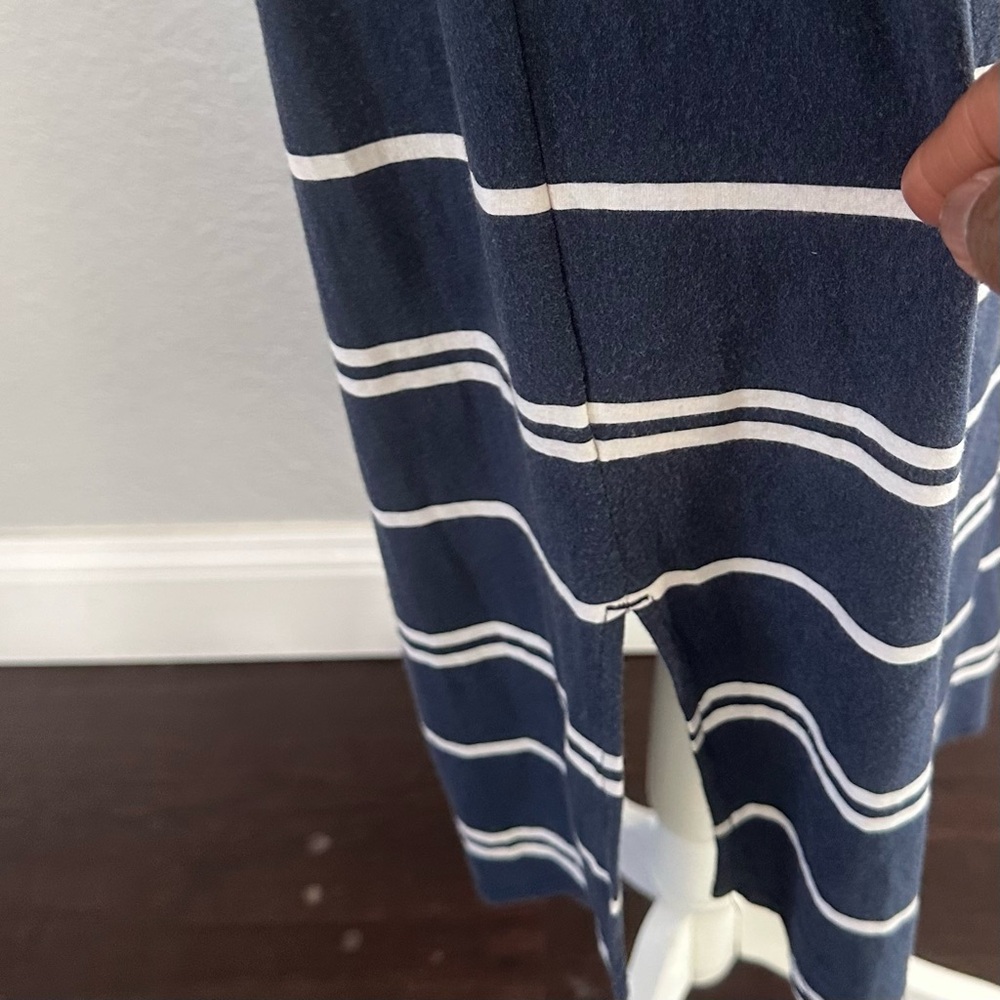 Athleta Blue Striped Racerback Midi Dress Drawstring Waist Size S - Picture 6 of 11